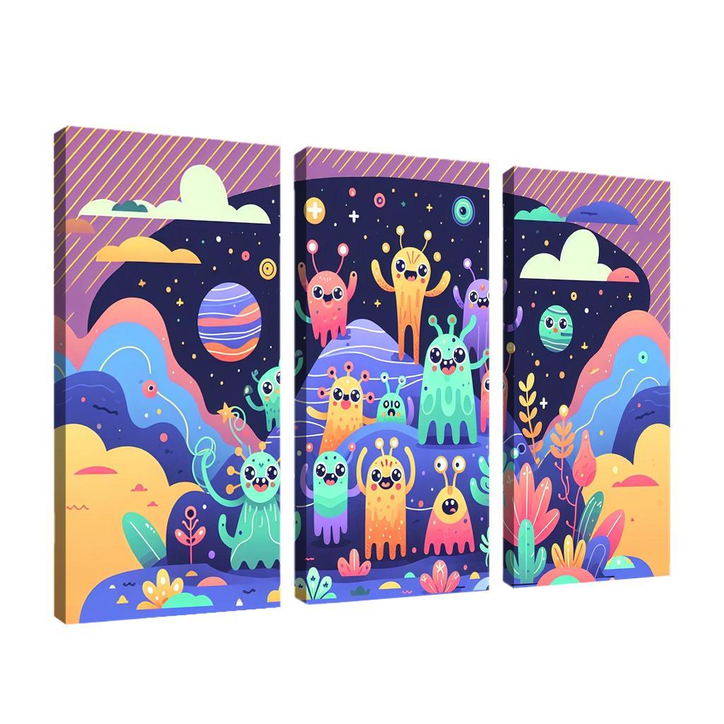 Adventure in Space 3 Piece HD Canvas Wall Art-Original Frame