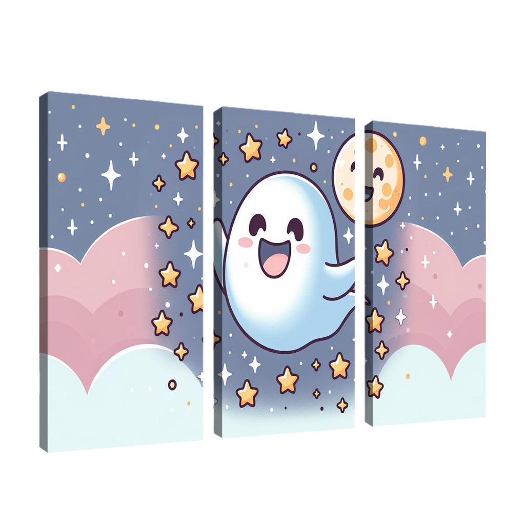Giggly Ghost 3 Piece HD Canvas Wall Art-Original Frame