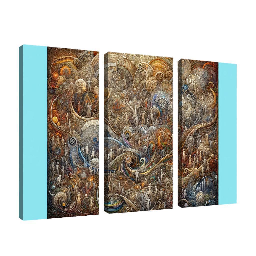 Interwoven Stories of Existence 3 Piece HD Canvas Wall Art-Original Frame