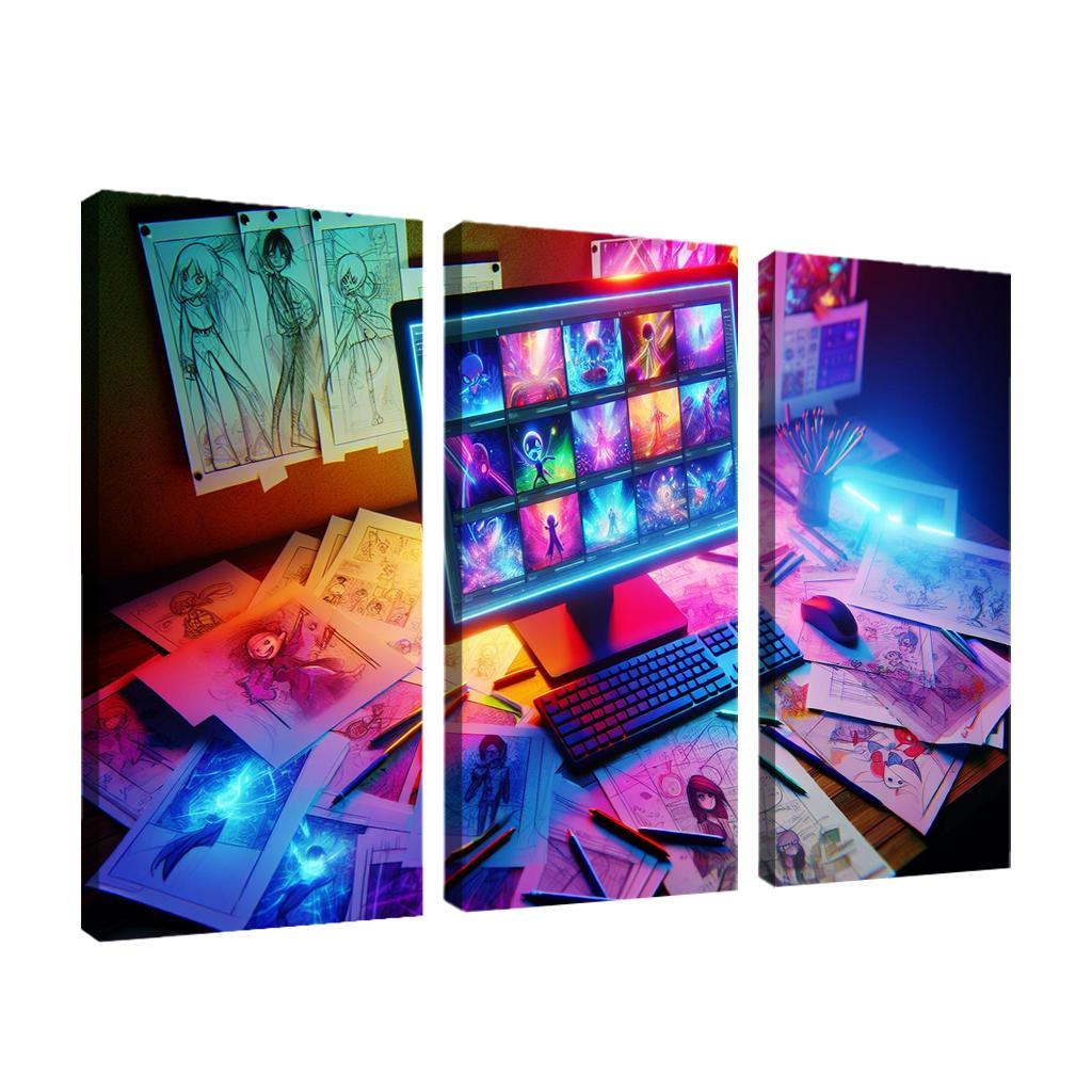 Storytelling through Digital Animation 3 Piece HD Canvas Wall Art-Original Frame
