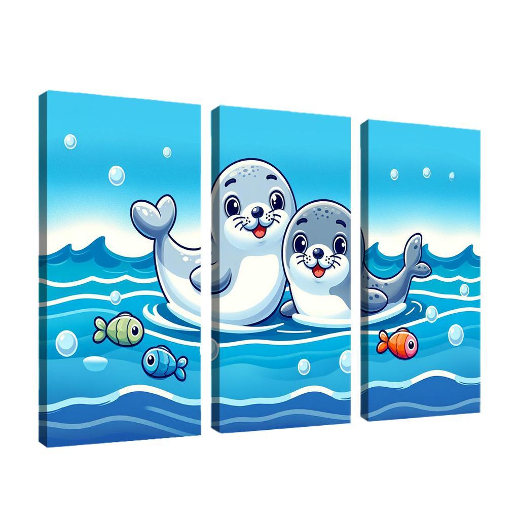 Silly Seals - Ocean Companions Framed Paintings