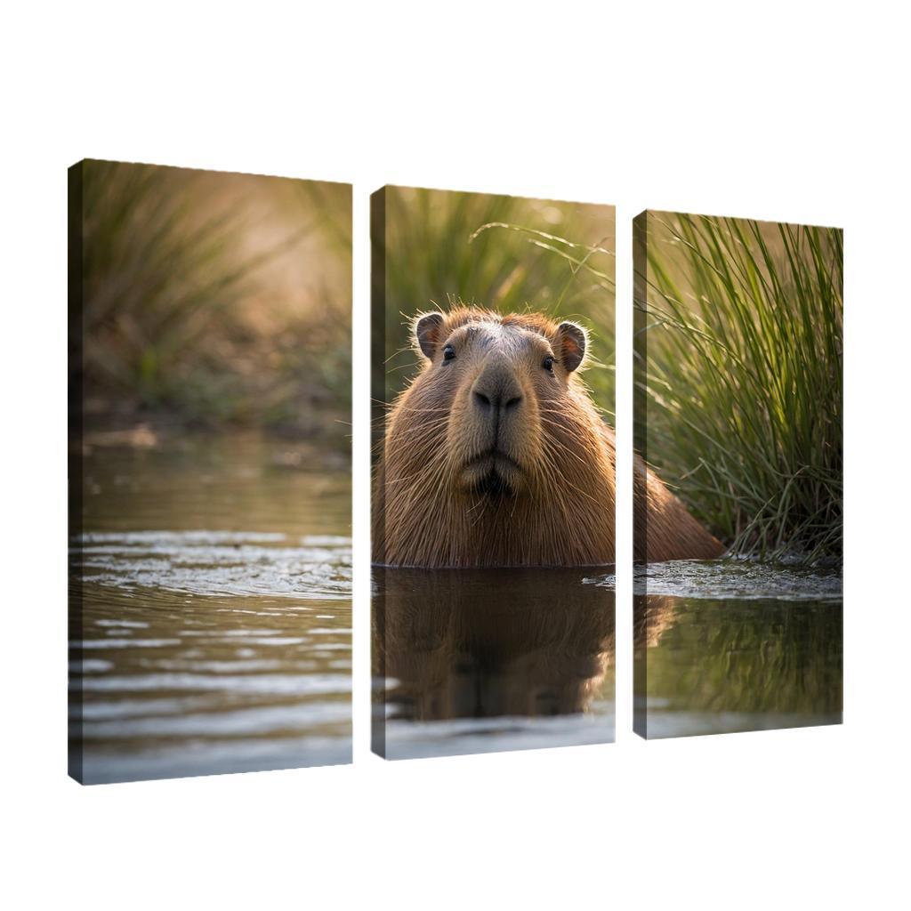 The Charming Capybara By A Waterhole Framed Paintings