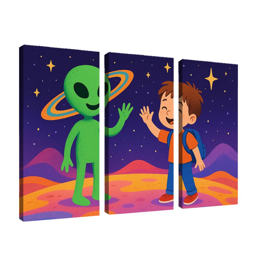 Alien Encounter - Outer Space Adventure Framed Paintings