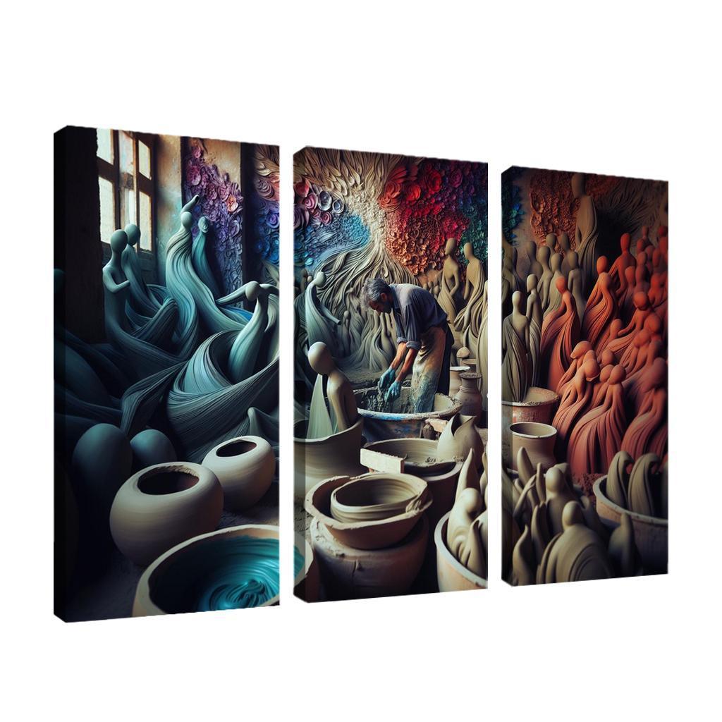 Sculpting Whispers of the Soul 3 Piece HD Canvas Wall Art-Original Frame