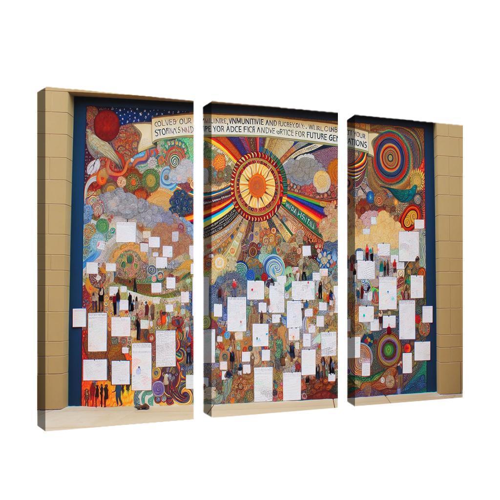 Intergenerational Wisdom Connecting the Young and the Old 3 Piece HD Canvas Wall Art-Original Frame