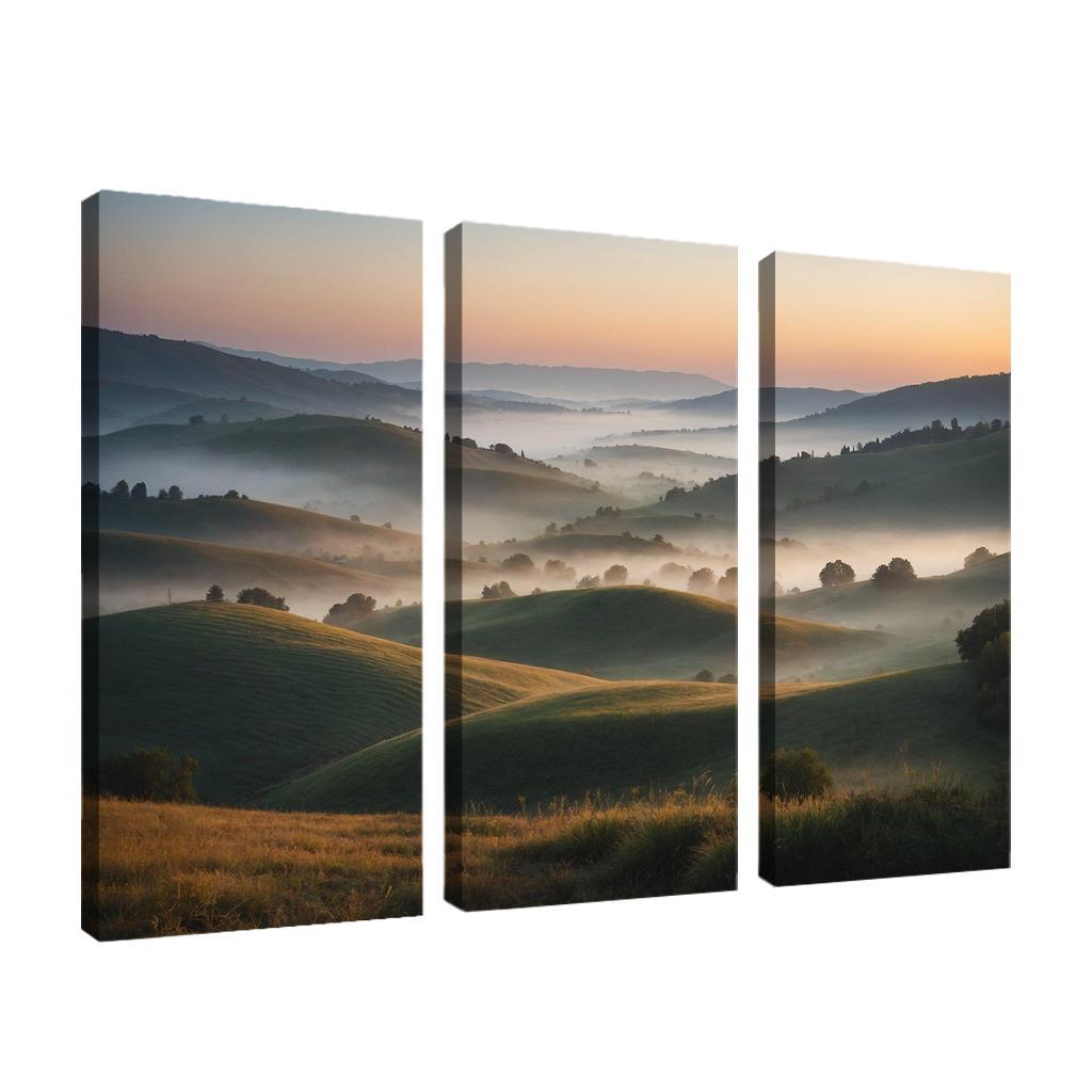 The Celestial Dawn Over Misty Hills Modern Paintings Frame