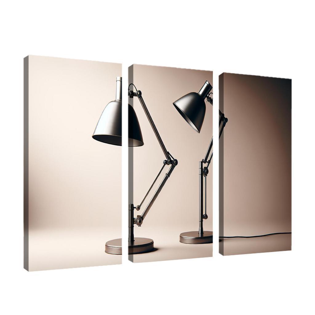 Contemporary Floor Lamp with Adjustable Shade 3 Piece HD Canvas Wall Art-Original Frame