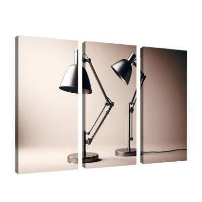 Contemporary Floor Lamp with Adjustable Shade 3 Piece HD Canvas Wall Art-Original Frame