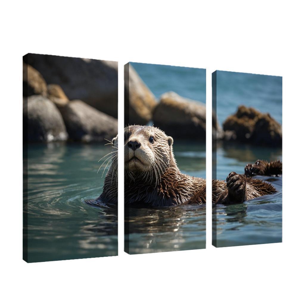 The Playful Sea Otter In Coastal Waters Canvas Paintings Frame