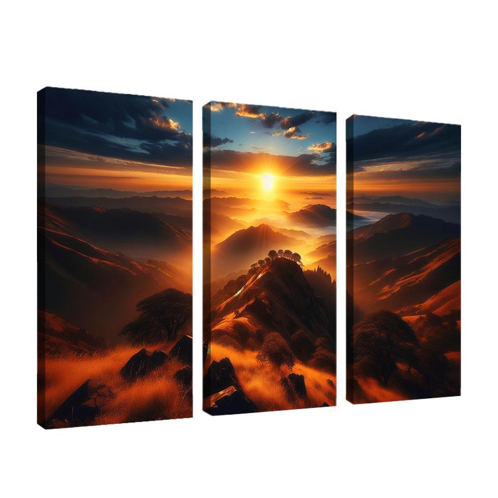 The Radiant Glow Of Sunrise Over Hilltops Custom Paintings Frame