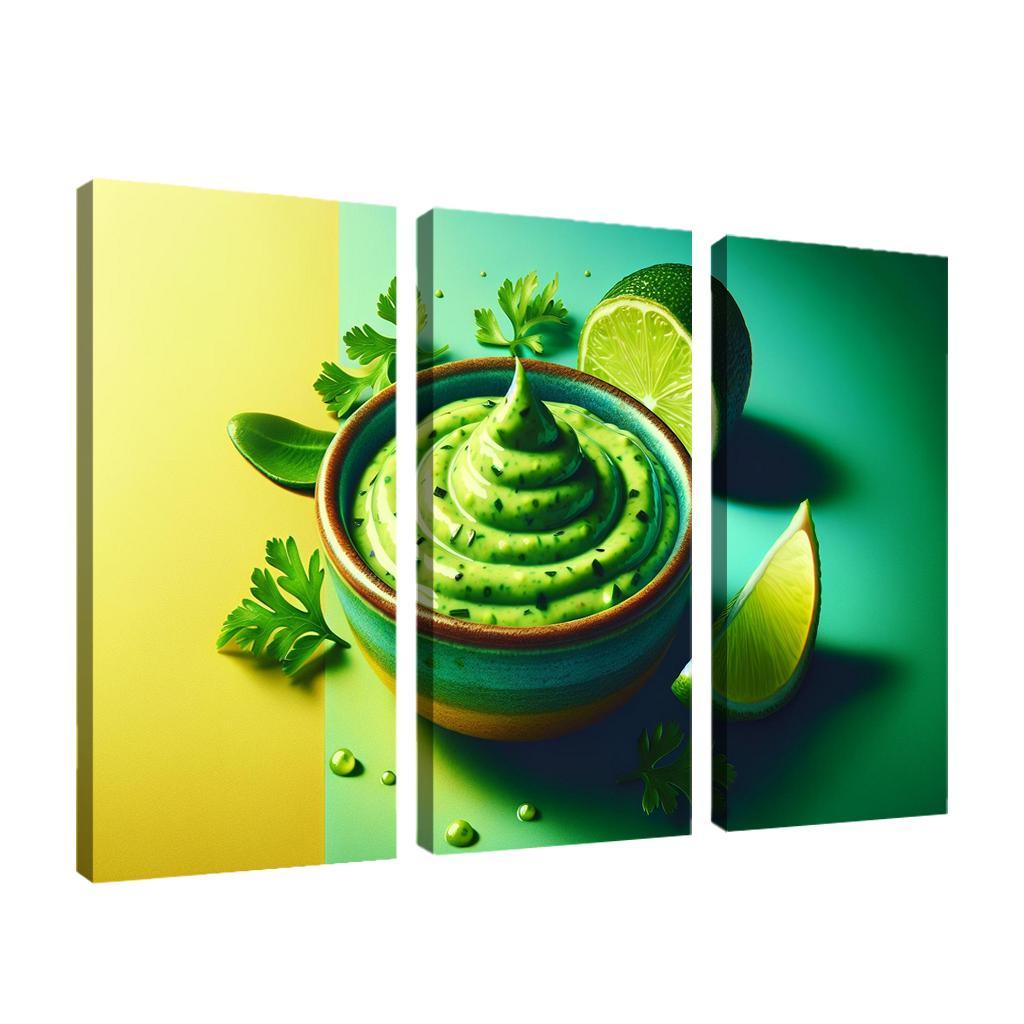 Creamy Avocado Lime Dressing 3 Piece HD Canvas Wall Art-Original Frame
