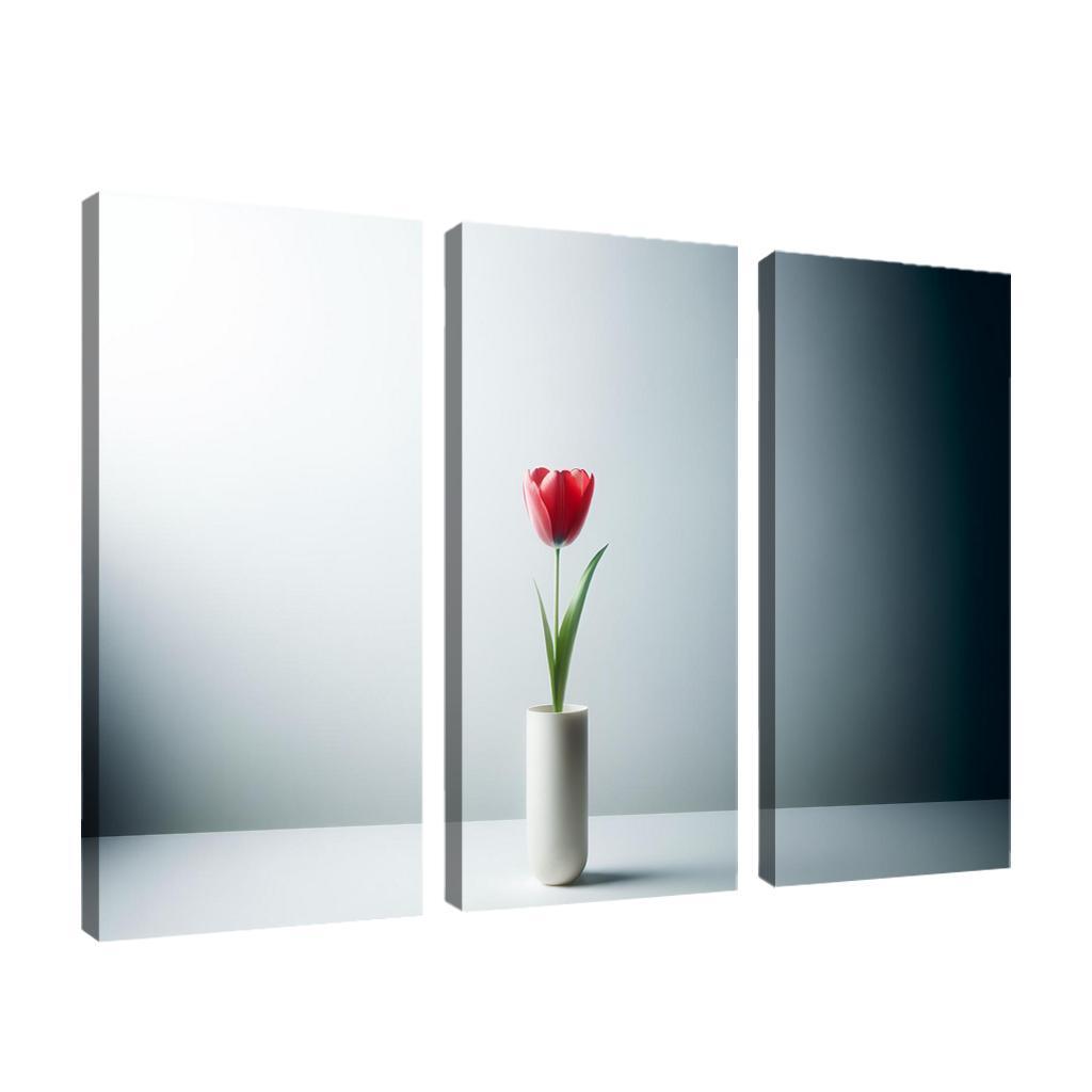 Botanical Minimalism A Single Stem Elegance 3 Piece HD Canvas Wall Art-Original Frame