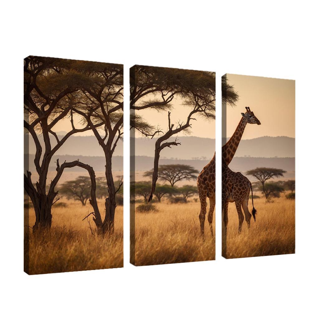The Majestic Giraffe Grazing On Acacia Trees Framed Paintings