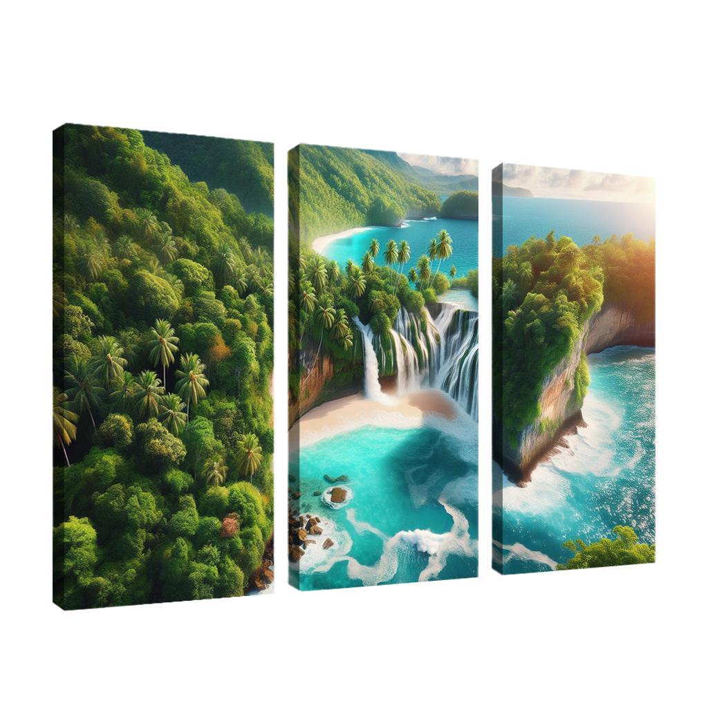 Cascading Waterfall Beach Custom Paintings Frame