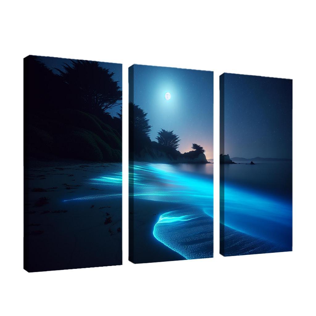 Moonlit Shores Nighttime Adventure Canvas Paintings Frame
