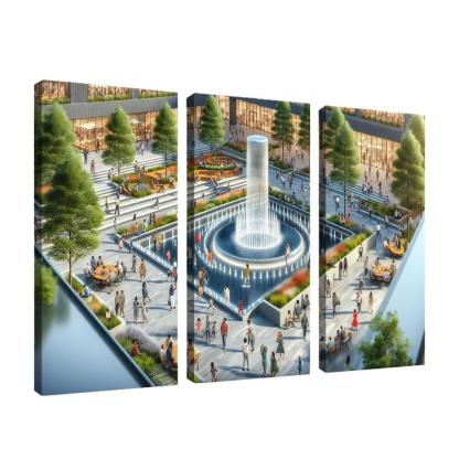 Dynamic Urban Water Features Custom Paintings Frame