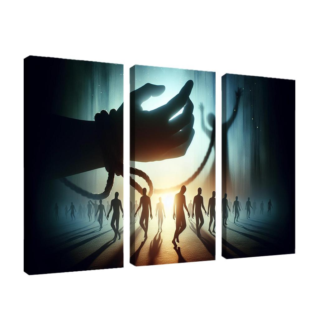 Invisible Threads Art on Human Trafficking Awareness 3 Piece HD Canvas Wall Art-Original Frame