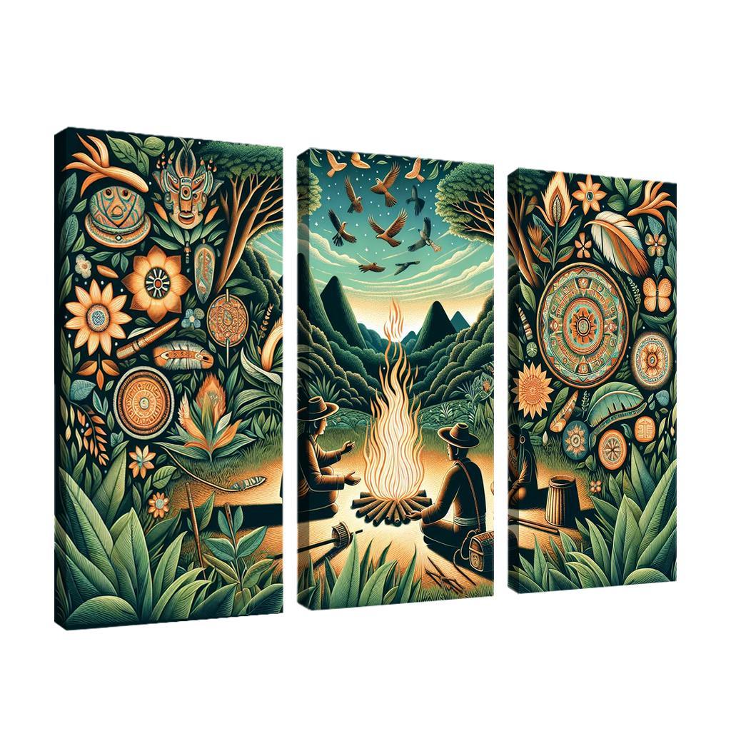 Echoes of the Past Preserving Indigenous Cultures 3 Piece HD Canvas Wall Art-Original Frame