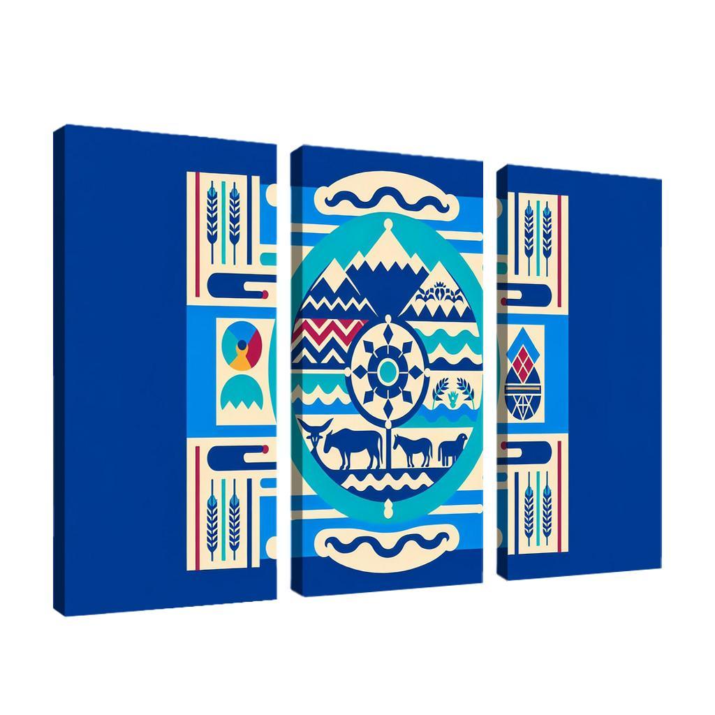 Cultural Resonance The Flag of the Navajo Nation 3 Piece HD Canvas Wall Art-Original Frame