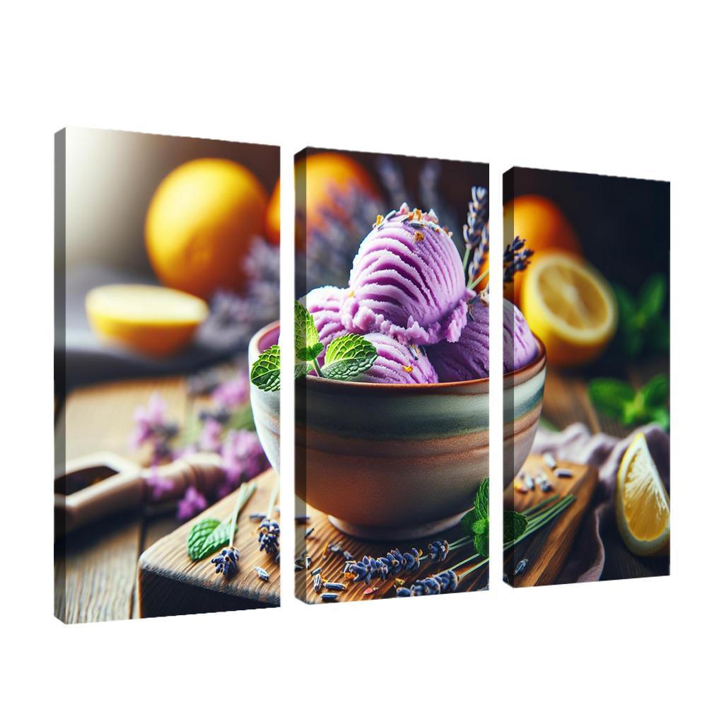 Lavender Lemonade Sorbet 3 Piece HD Canvas Wall Art-Original Frame