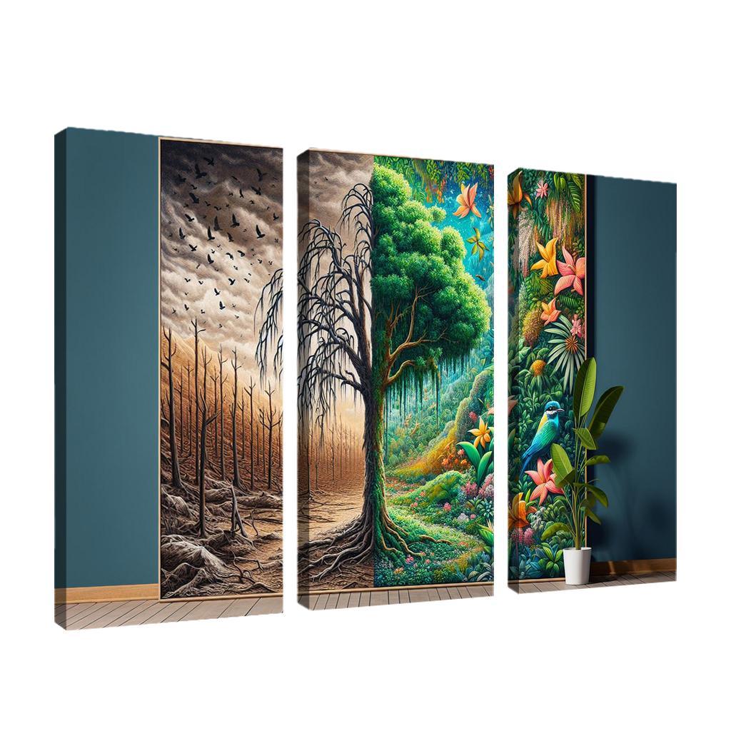 The Last Breath A Call for Climate Justice 3 Piece HD Canvas Wall Art-Original Frame