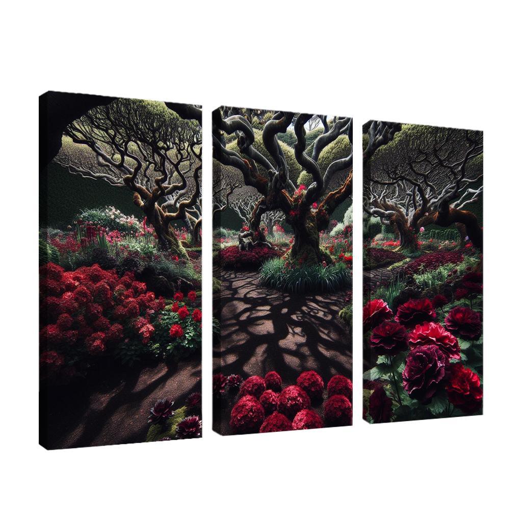 Eclipsed Garden Nature's Gothic Rebirth 3 Piece HD Canvas Wall Art-Original Frame