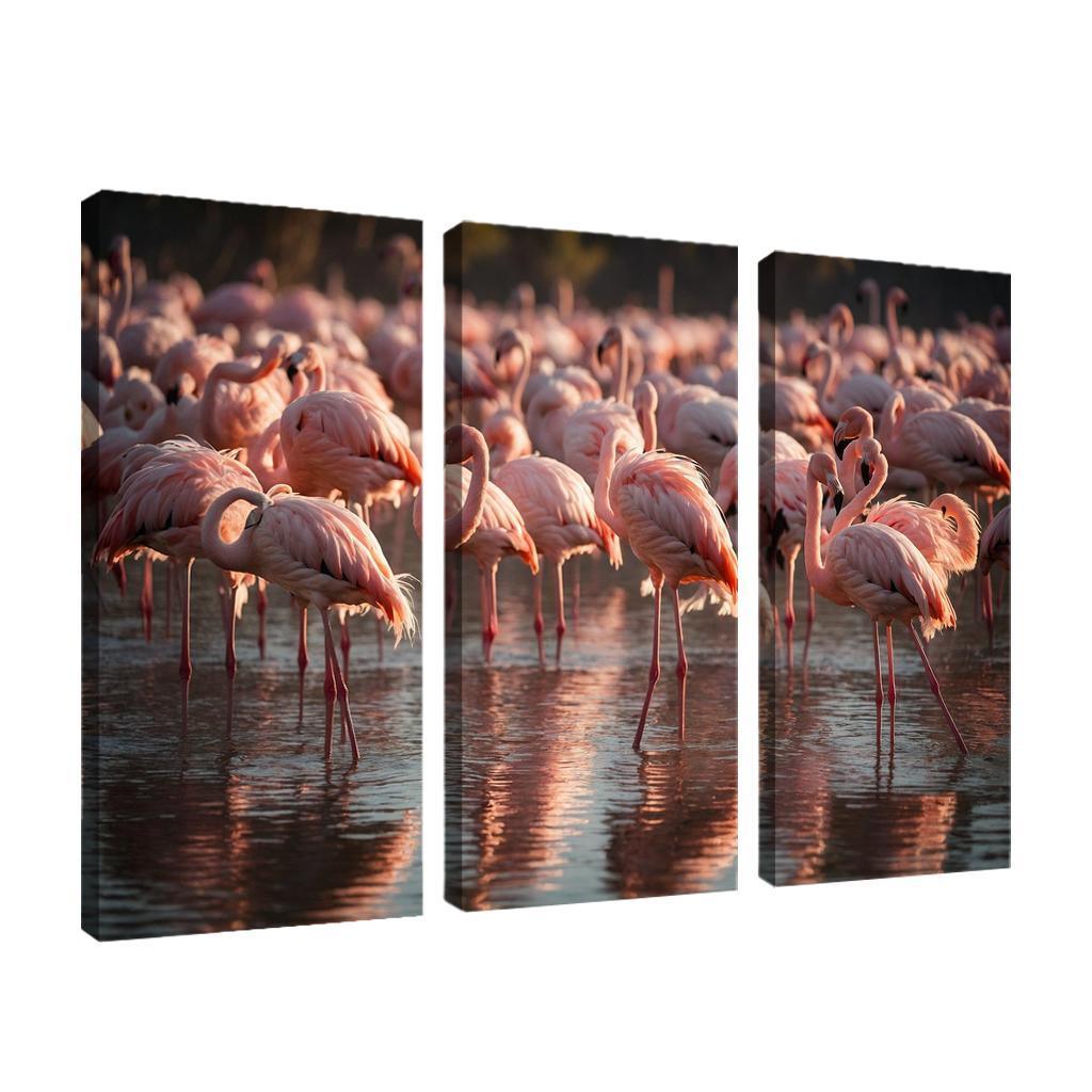 The Graceful Flamingo In Shallow Waters Framed Paintings