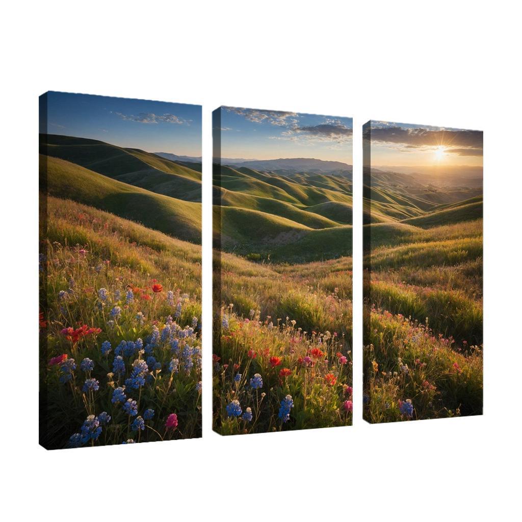 The Colorful Embrace Of Flowering Hillsides Multi-panel Paintings