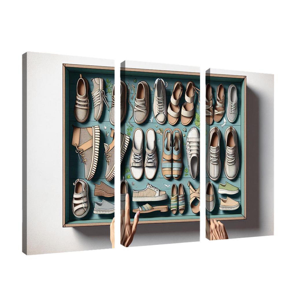 Sustainable Footwear Eco-Conscious Styles 3 Piece HD Canvas Wall Art-Original Frame