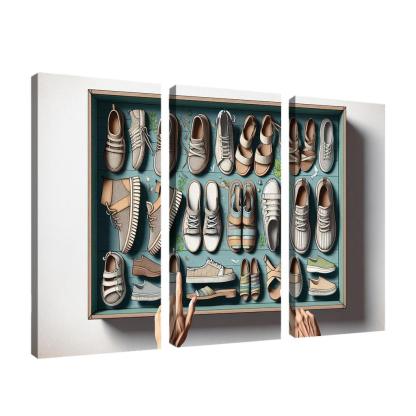 Sustainable Footwear Eco-Conscious Styles 3 Piece HD Canvas Wall Art-Original Frame