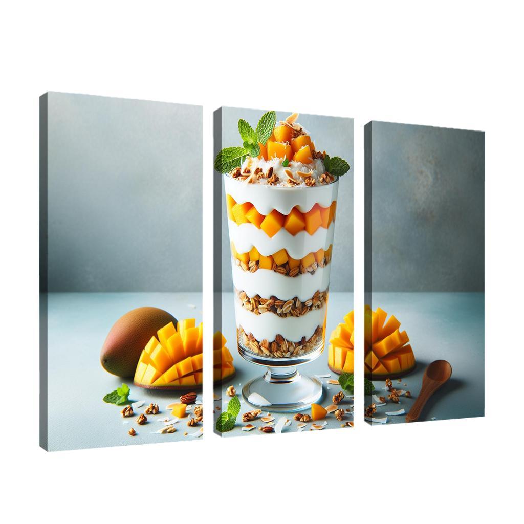 Creamy Coconut Mango Parfait 3 Piece HD Canvas Wall Art-Original Frame