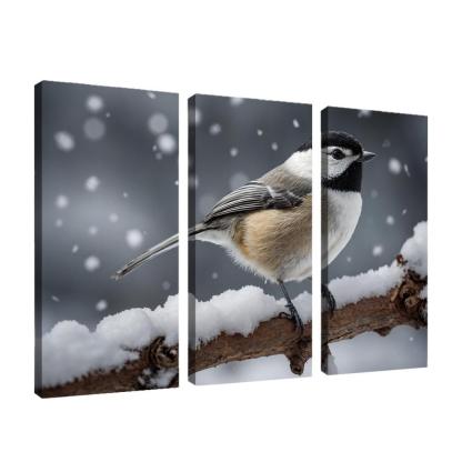 The Elegant Black-capped Chickadee In The Winter Canvas Paintings Frame