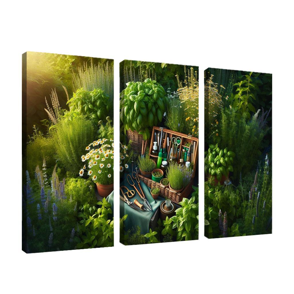 Herbalism Cultivate Your Healing Garden 3 Piece HD Canvas Wall Art-Original Frame