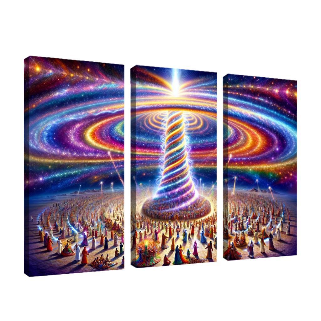 The Aetheric Spiral 3 Piece HD Canvas Wall Art-Original Frame