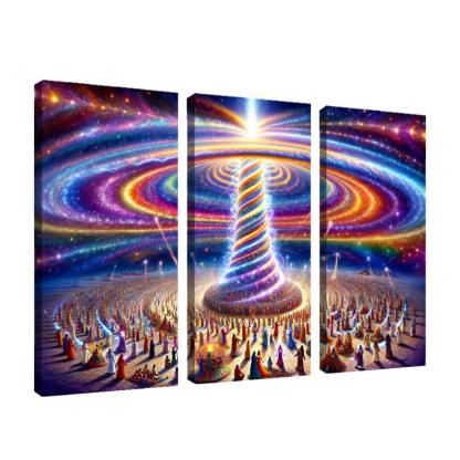 The Aetheric Spiral 3 Piece HD Canvas Wall Art-Original Frame