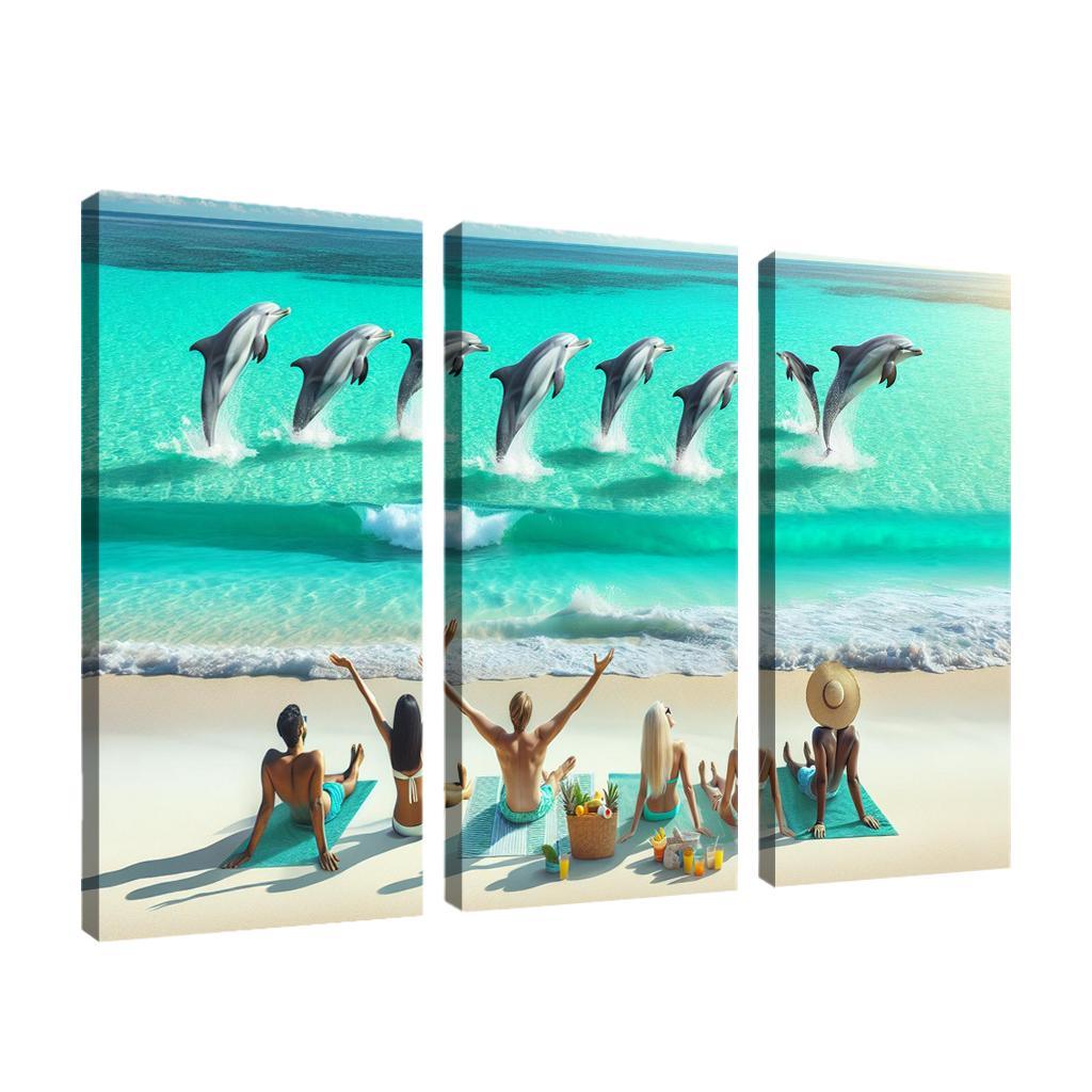 Dolphin Watch Beach A Wildlife Spectacle Canvas Paintings Frame