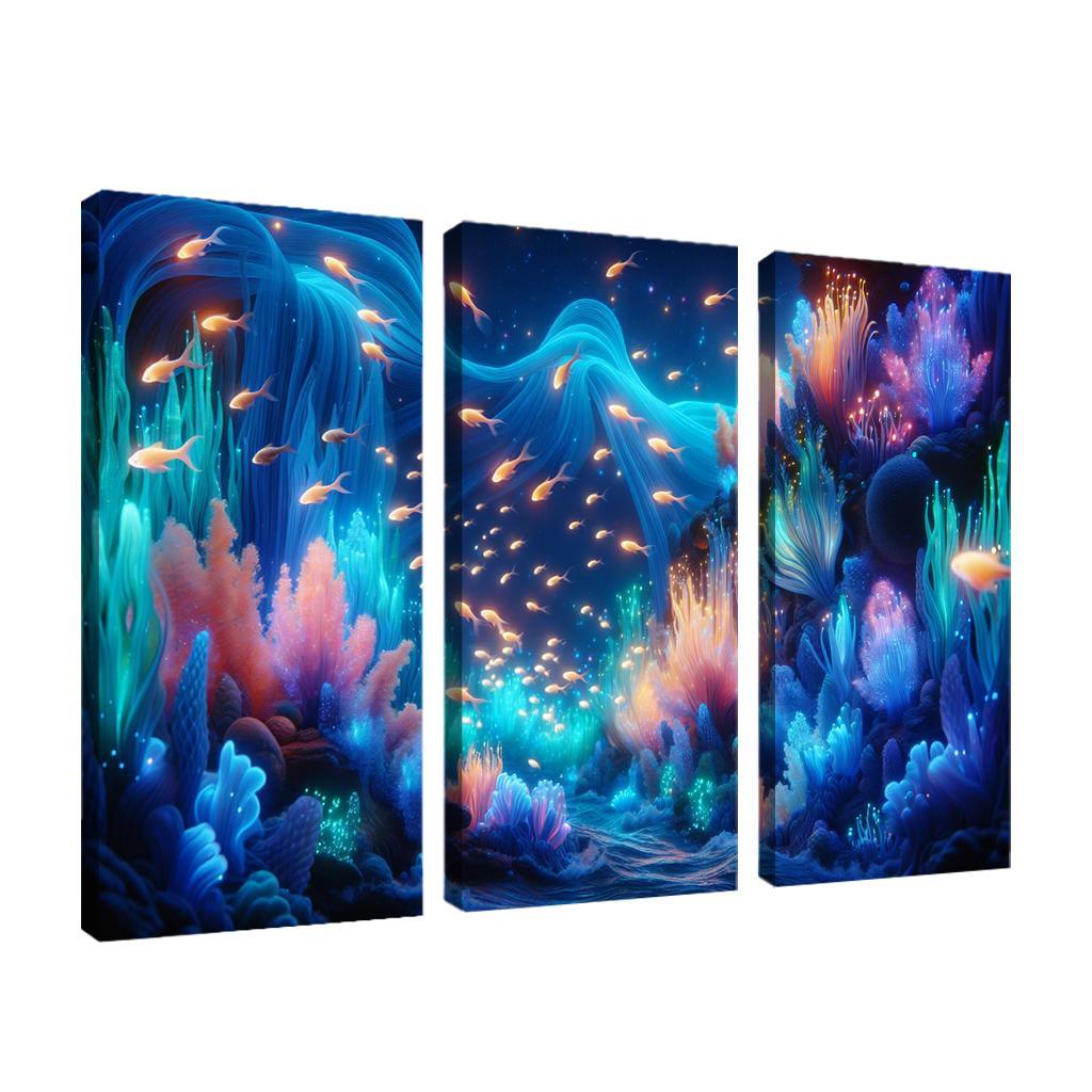 The Luminescent Depths 3 Piece HD Canvas Wall Art-Original Frame