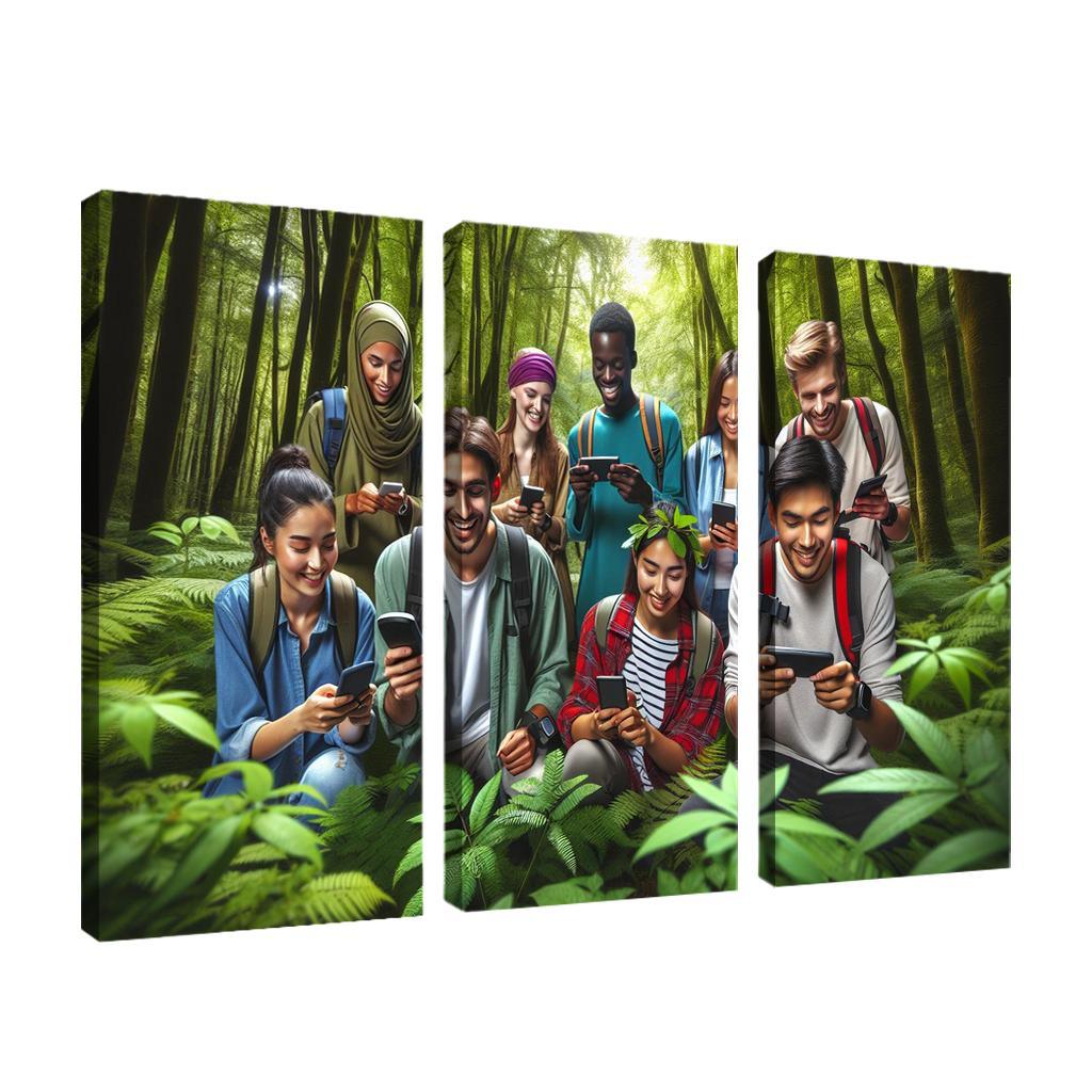 Geocaching The Modern Treasure Hunt 3 Piece HD Canvas Wall Art-Original Frame