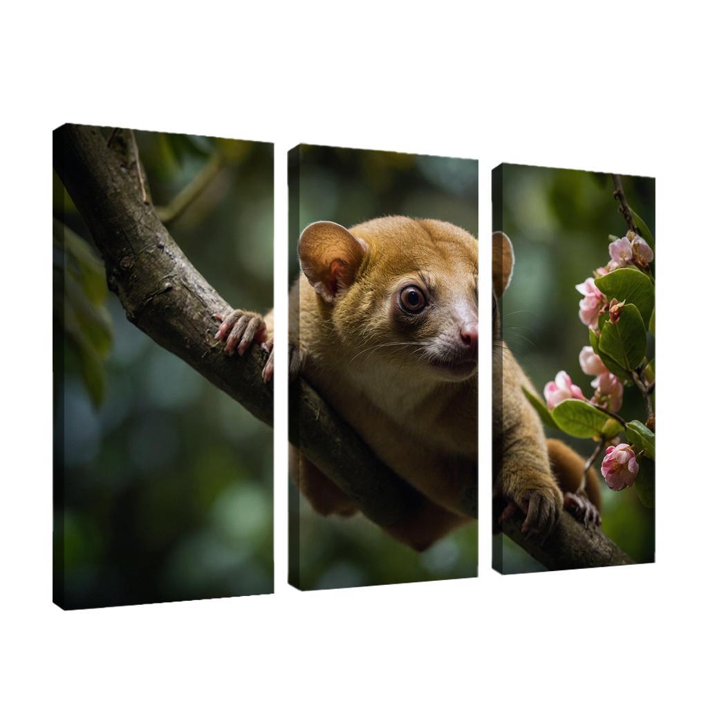 The Exotic Kinkajou In The Rainforest Canopy Framed Paintings