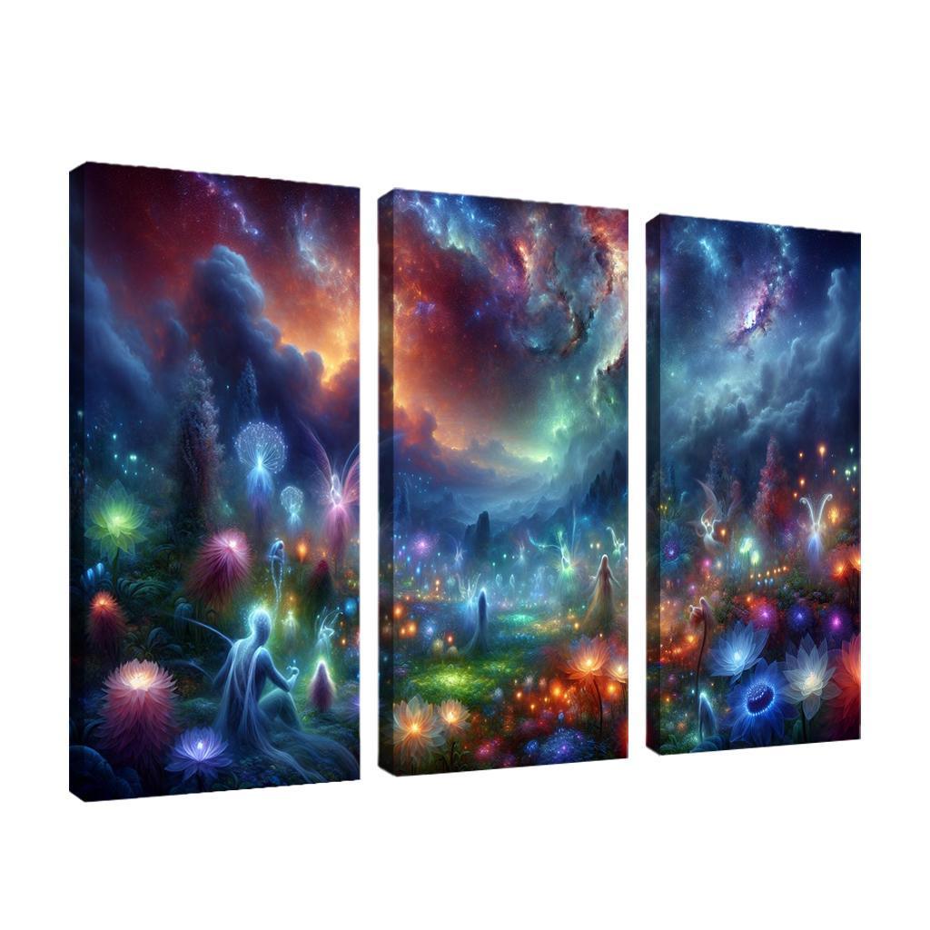 The Nebula Gardens 3 Piece HD Canvas Wall Art-Original Frame
