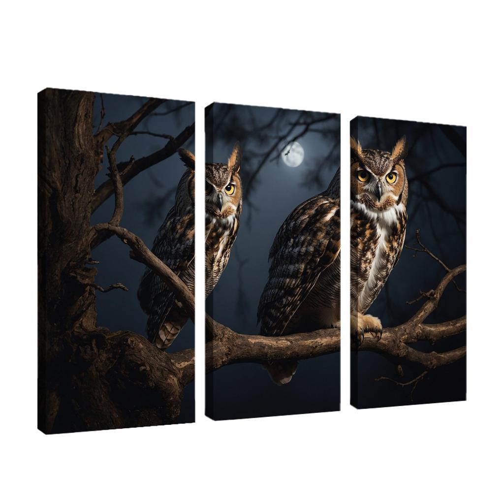 The Elegant Great Horned Owl Multi-panel Paintings