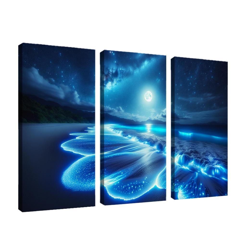 Mystic Moonlight Beach Modern Paintings Frame