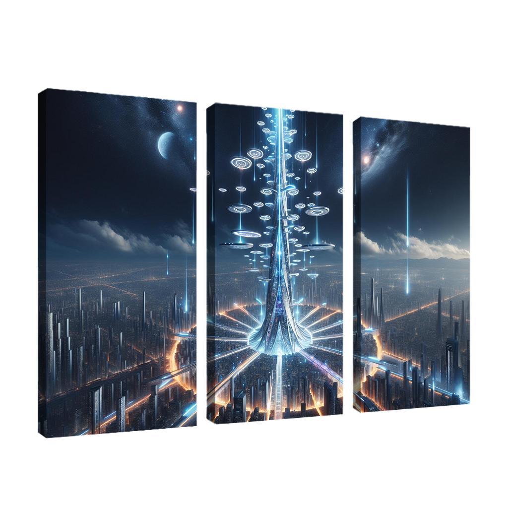 The Technomancer's Spire 3 Piece HD Canvas Wall Art-Original Frame