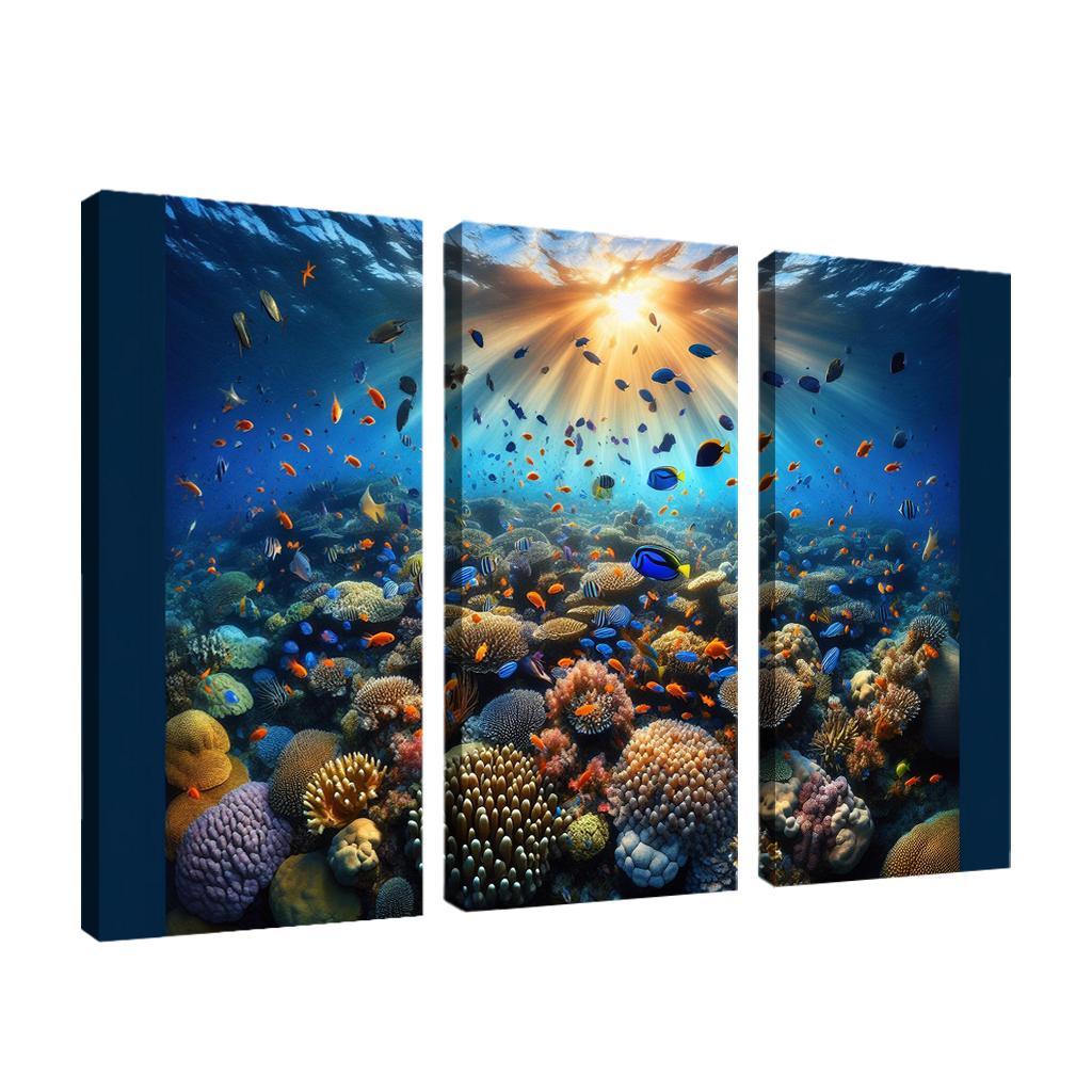 Sunset Reef Snorkel Under Vibrant Colors Custom Paintings Frame