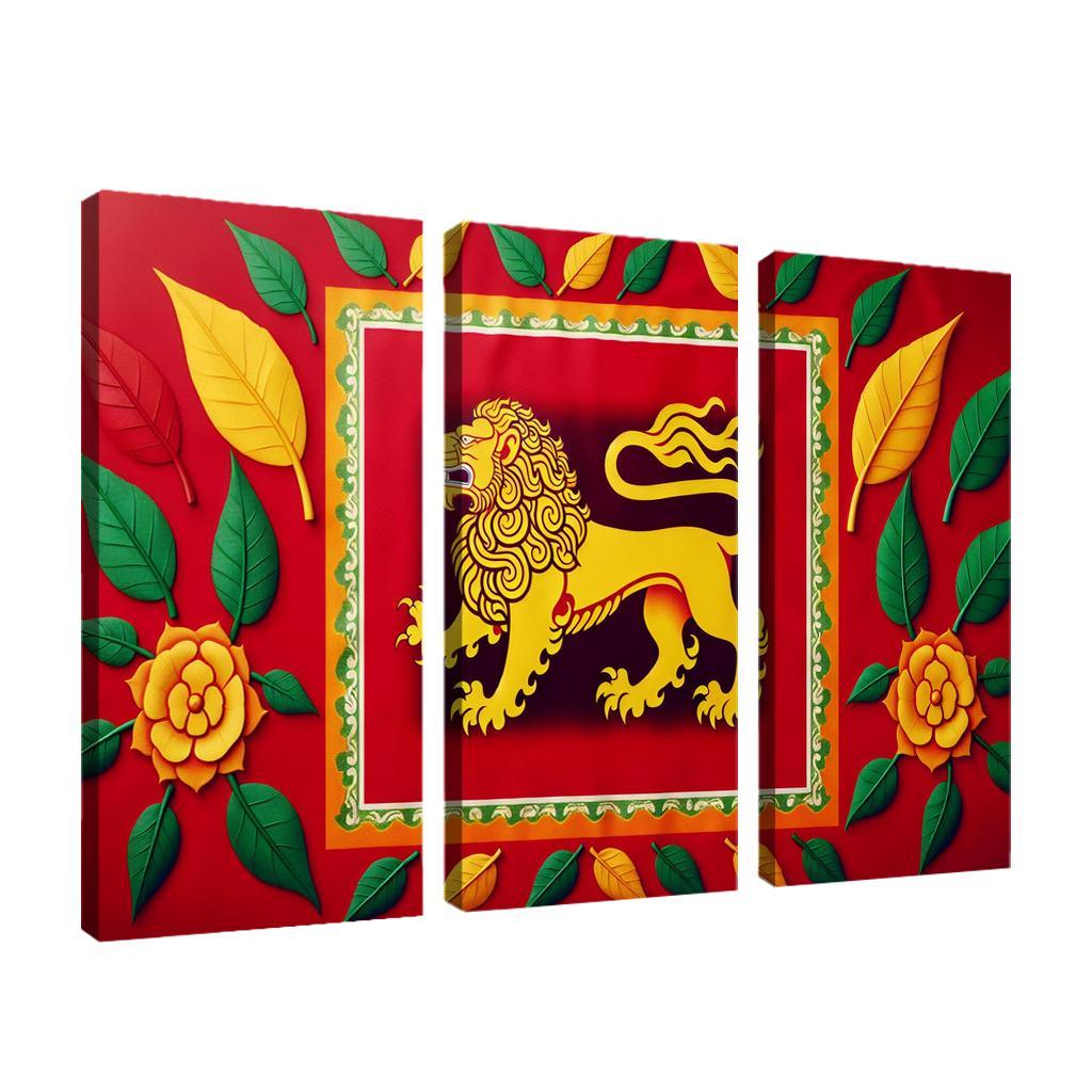 Legacy of Peace The Flag of Sri Lanka 3 Piece HD Canvas Wall Art-Original Frame
