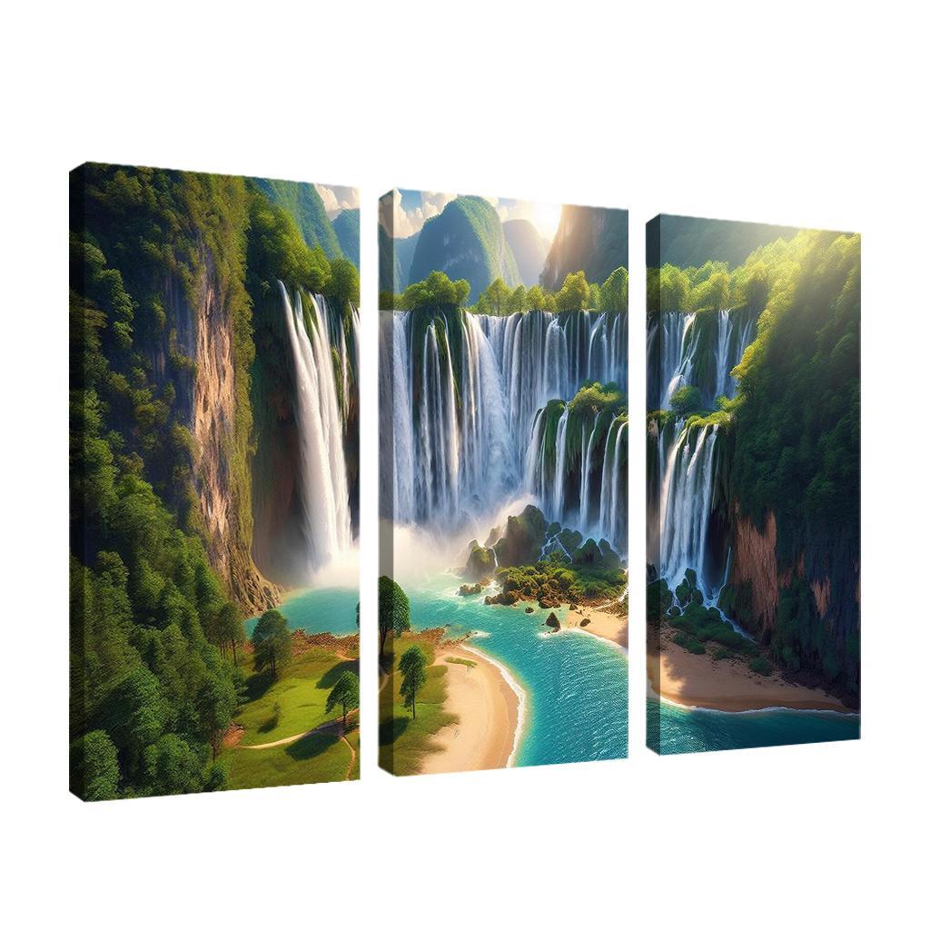 Hidden Falls Beach Waterfall Oasis Abstract Paintings Frame