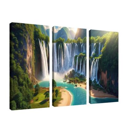 Hidden Falls Beach Waterfall Oasis Abstract Paintings Frame