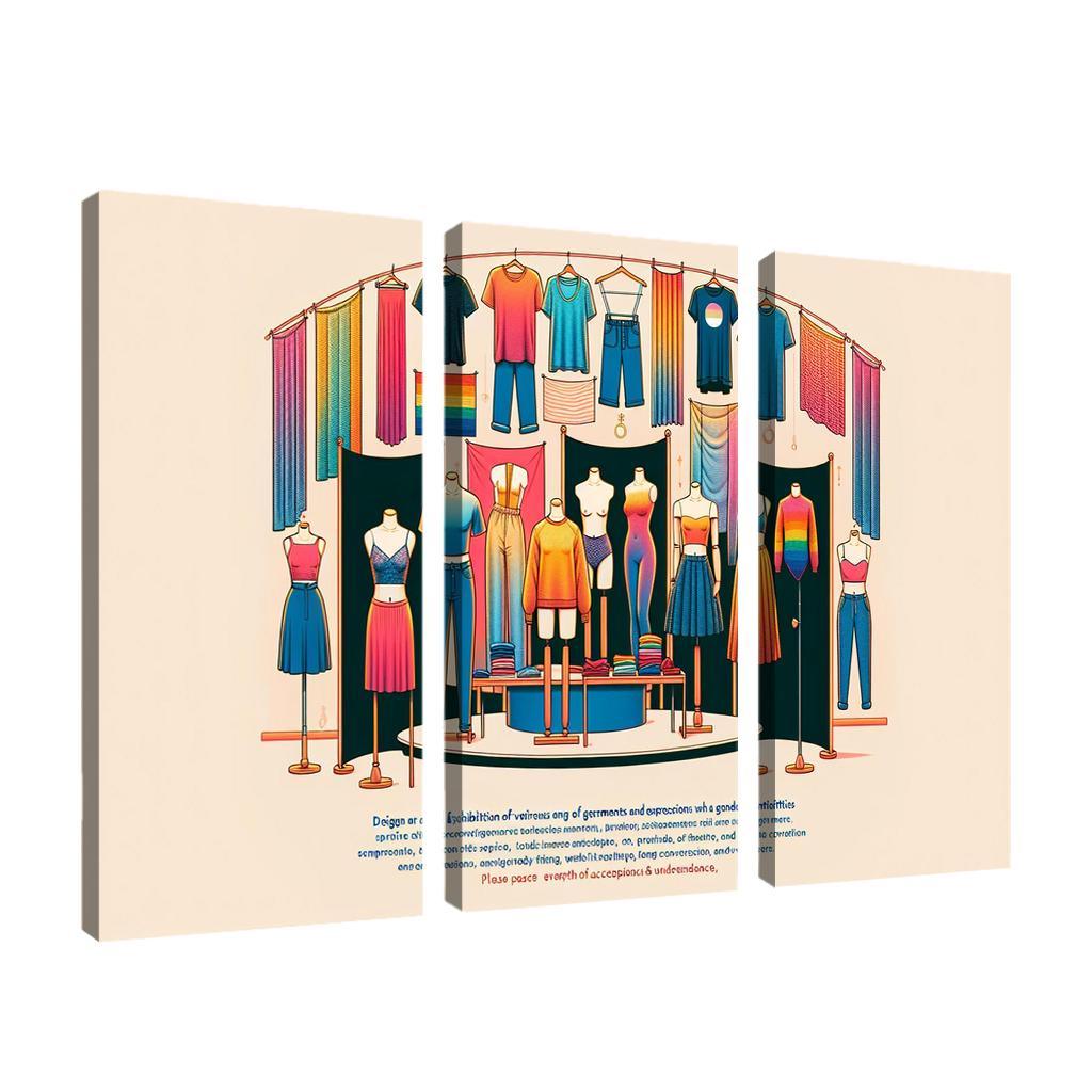 Threads of Identity Navigating Gender and Expression 3 Piece HD Canvas Wall Art-Original Frame