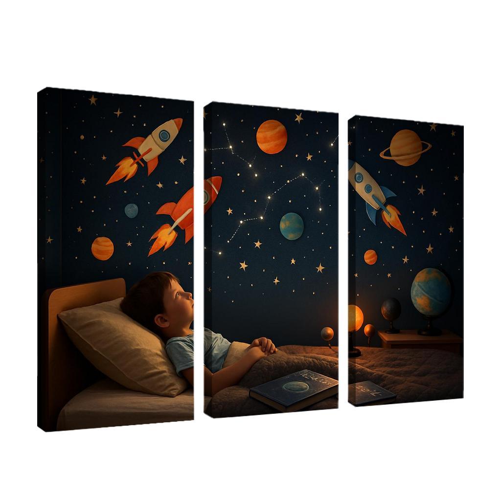 Space Explorer Rocket Panel Oil Paintings Frame