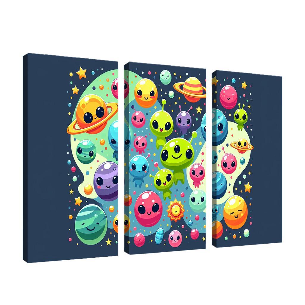 Space Explorers Adventure 3 Piece HD Canvas Wall Art-Original Frame